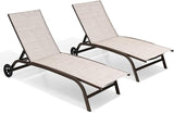 Crestlive Products Aluminum Chaise Lounge Chairs with Wheels Outdoor Adjustable Recliner Five-Position and Full Flat - Photo 1