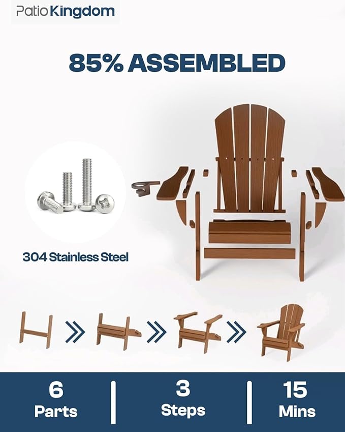 Coffee 6-Piece Folding Adirondack Chair Set with Cup Holders, Ottomans, Side Table & Beige 11FT Cantilever Umbrella with Base, HDPE Outdoor Chairs