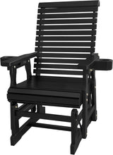 Fortune Candy Wooden Patio Glider for One Person, with High Backrest and Deep Contoured Seat, Solid Fir Wood - Photo 9