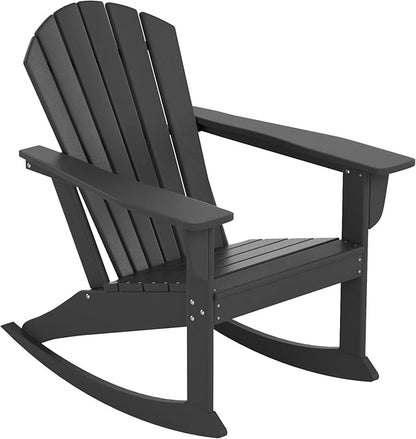 WestinTrends Dylan Outdoor Patio Poly Plastic Adirondack Rocking Chair, Gray