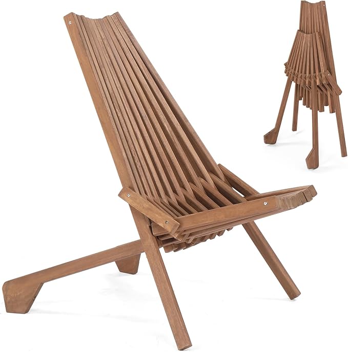Outvita Acacia Wood Folding Chairs Wooden Folding Chair Outdoor Lounge Chairs Clearance for Home Patio Porch Lawn Garden Yard, Natural