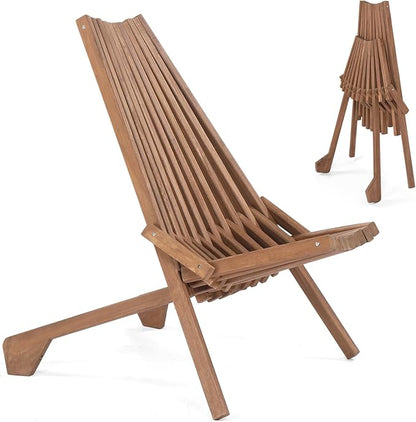 Outvita Acacia Wood Folding Chairs Wooden Folding Chair Outdoor Lounge Chairs Clearance for Home Patio Porch Lawn Garden Yard, Natural