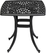 VINGLI 21" Cast Aluminum Outdoor Side Table with Umbrella Hole, All Weather Patio Side Table Bistro Table for Balcony - Photo 1