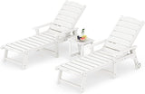 LUE BONA Chaise Lounge Chair with Table, 3-Piece, HDPS Chaise Lounger, 5 Positions Adjustable Lounge Chairs - Photo 1
