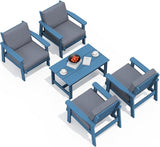 SERWALL Outdoor Patio Furniture Set, 5 Piece HDPE Patio Conversation Sets - Photo 1