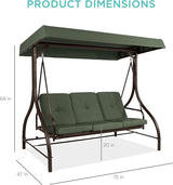 Best Choice Products 3-Seat Outdoor Large Converting Canopy Swing Glider, Patio Hammock Lounge Chair for Porch - Photo 7
