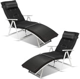 Tangkula 2 PCS Outdoor Folding Chaise Lounge Chair, Lightweight Recliner Chair w/ 7 Adjustable Backrest Positions - Photo 1