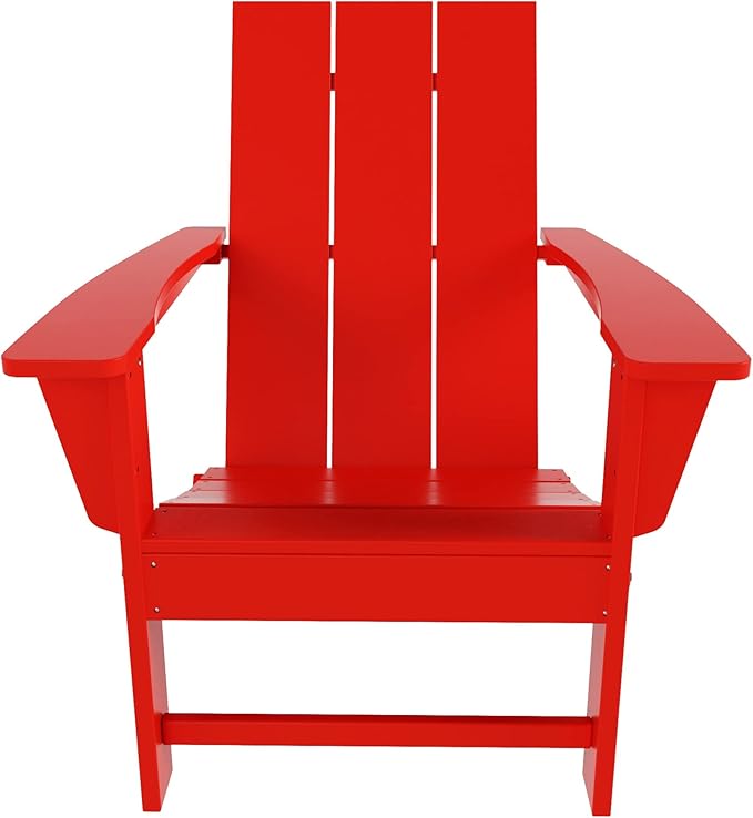 WestinTrends Ashore Modern Outdoor Folding Adirondack Chair, Red