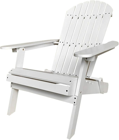 Adirondack Chair Lawn Chair Folding Adirondack Chair Patio Chairs Outdoor Chairs Patio Seating Fire Pit Chairs Wood Chairs for Adults Yard Garden w/Natural Finish (White)