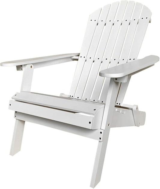 Adirondack Chair Lawn Chair Folding Adirondack Chair Patio Chairs Outdoor Chairs Patio Seating Fire Pit Chairs Wood Chairs for Adults Yard Garden w/Natural Finish (White)