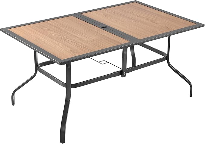 VEVOR Outdoor Patio Dining Table, 59 inch Long Rectangular Wood-Like Steel Slat Backyard Bistro Tables for 4-6 - Photo 9
