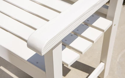 Shine Company Belfort Outdoor Solid Wood Patio Garden Bench, Ergonomic Seat, 22" D x 44.75" W x 36" H, Eggshell White