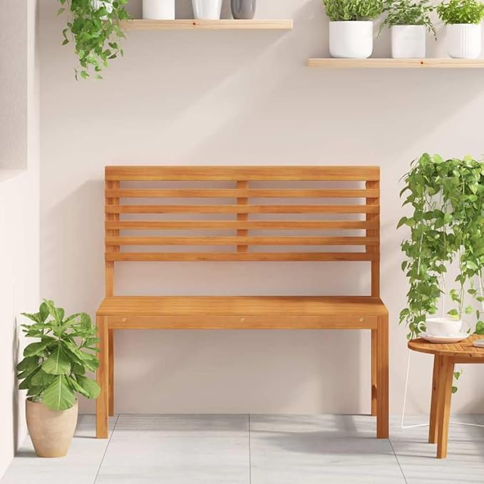 Garden Bench Brown 100 x 50 x 91cm Solid Acacia Wood,Sturdy Patio Bench with Modern Design for Outdoor Use