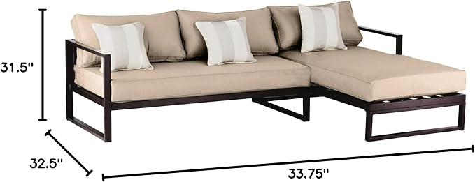 Serta Catalina Modern Outdoor Patio Furniture Collection with Bronze Metal Frame Finish, Sectional, Bronze - Photo 9