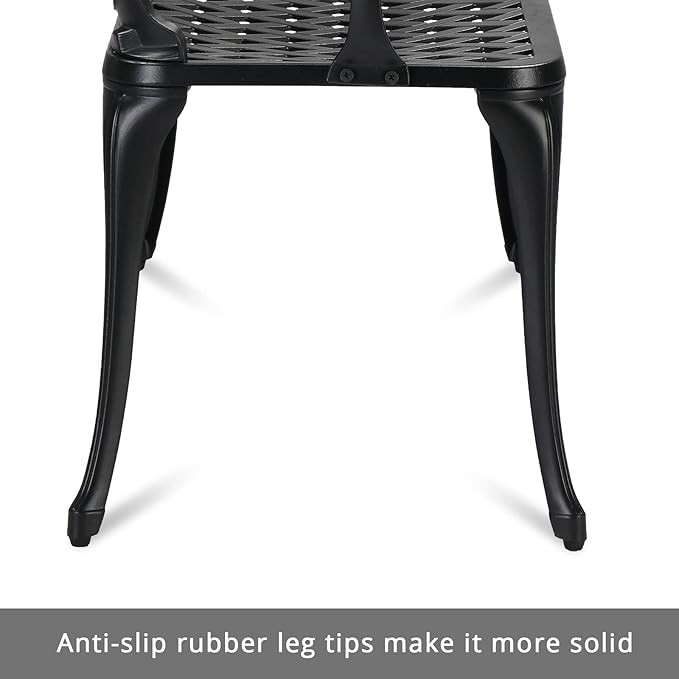 38" Outdoor Bench,Metal Outside Benches for Garden,Patio,Front Porch, Park, Yard, with Armrest and Backrest,Weatherproof,Water Resistant,Aluminum,Support up to 550lbs,Black