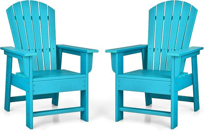 Giantex Adirondack Chair, Kids HDPE Patio Lawn Chair with Ergonomic Backrest for Deck, Porch, Backyard, Poolside, Indoor, Weather Resistance Toddler Outdoor Chair (2, Turquoise)