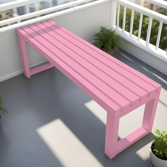 Metal Garden Bench Outdoor Seat 2-Person Patio Benches Park Bench Backless Chair Front Porch Seat 3.3ft 3.9ft 4.9ft 5.9ft Weatherproof Chair for Yard Porch Lawn(Lightpink,3.93ft)