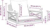 Garden Bench Deck Bench Swing Bench with Cushions Black 24.8"x24.4"x15.7" Poly Rattan - Photo 9