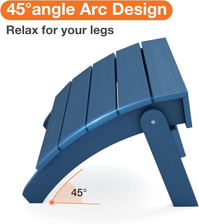 YEFU Adirondack Ottoman Set of 4, Adirondack Foot Rest, Patio Foot Rest, Folding Adirondack Footstool, Weather Resistant for Adirondack Chair, Widely Used for Outdoor, Backyard, Fire Pits-Navy Blue