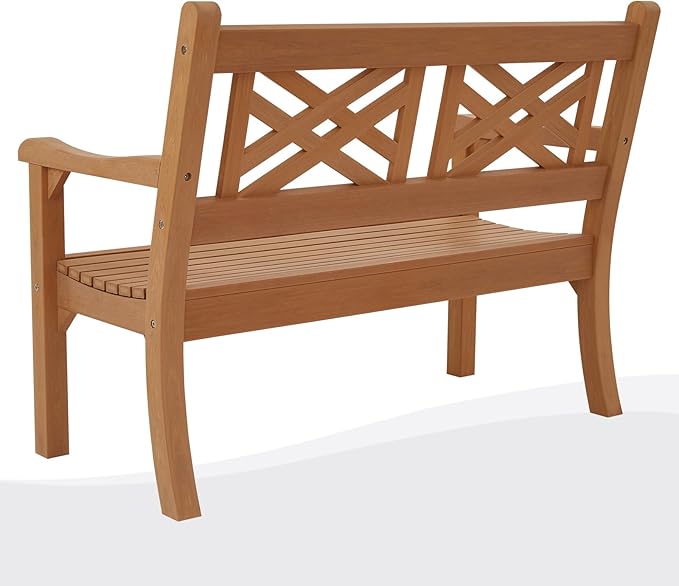 Psilvam 49''W All-Weather Poly Lumber Outdoor Bench – 2- Person Garden Bench with Decorative Backrest & Curved Armrests - Photo 5