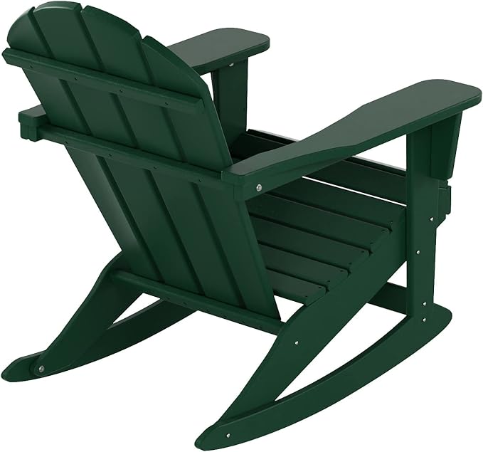 WestinTrends Malibu Outdoor Patio Porch Rocking Adirondack Chair (Set of 4), Dark Green