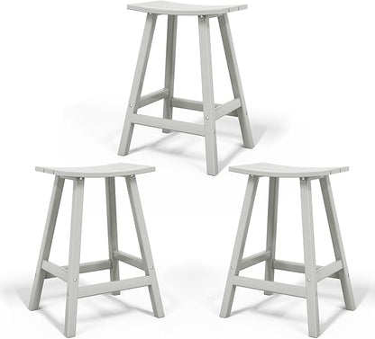 Costaelm All-Weather Bar Stools Set of 3, 29" Height Outdoor Bar Stools, Adirondack Poly Patio Bar Stool for Patio, Deck, Kitchen Counter and Garden, Sand