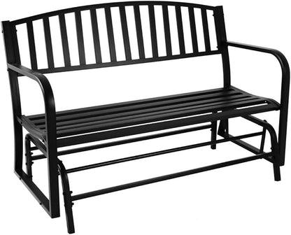 Sunnydaze 50-Inch 2-Person Glider Garden Bench - 615-Pound Weight Capacity - Black
