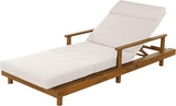Merax Acacia Wood Outdoor Chaise Lounge Chair with Thick 4-Fold Cushion & Headrest, 3-Position Adjustable Backrest - Photo 7
