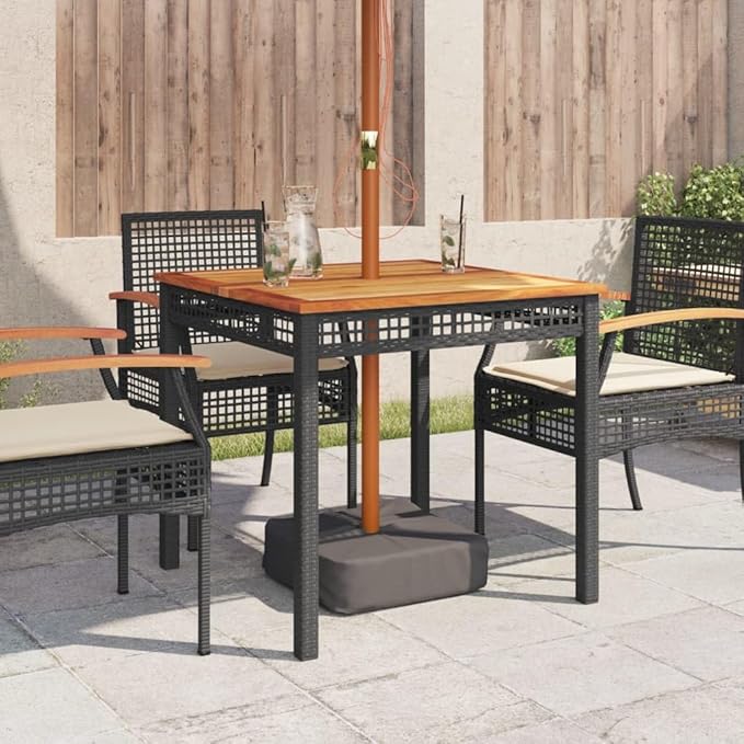 Square Garden Table 31.5 Inch, Outdoor Patio Dining Table with Powder-Coated Steel Frame and PE Rattan for Backyard - Photo 4