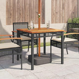 Square Garden Table 31.5 Inch, Outdoor Patio Dining Table with Powder-Coated Steel Frame and PE Rattan for Backyard - Photo 4
