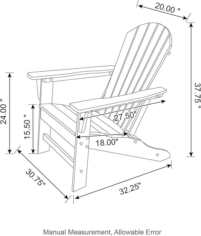 Glitzhome JK89002R Outdoor Adirondack Chairs for Yard, Patio, Garden, Lawn, Red