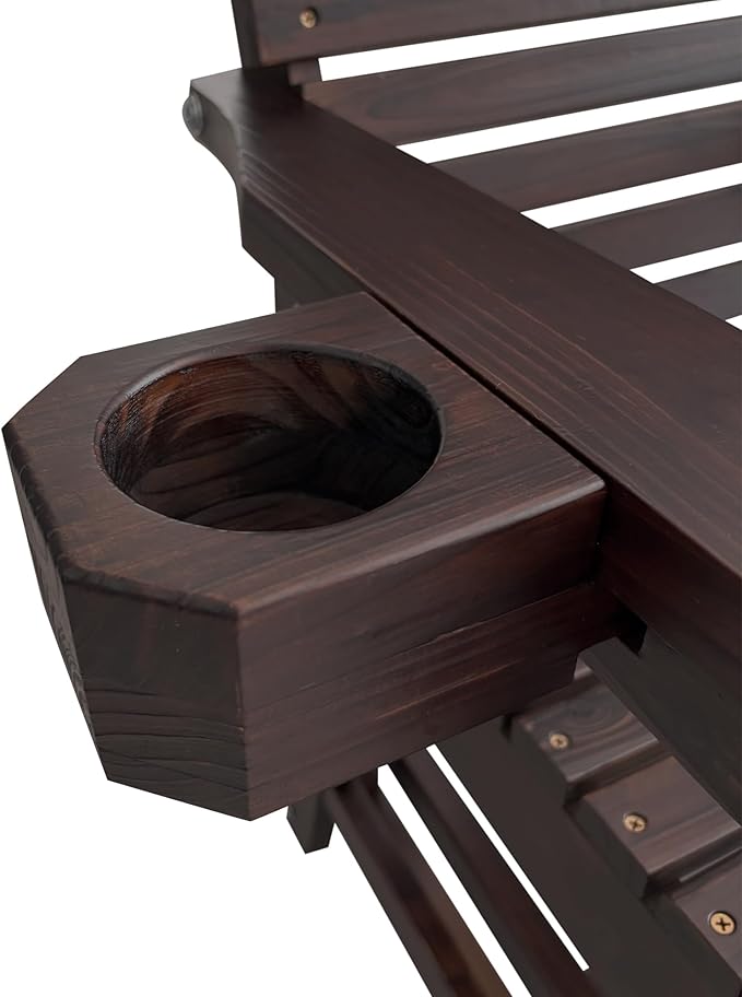 Fortune Candy Wooden Patio Glider for One Person, with High Backrest and Deep Contoured Seat, Solid Fir Wood - Photo 6