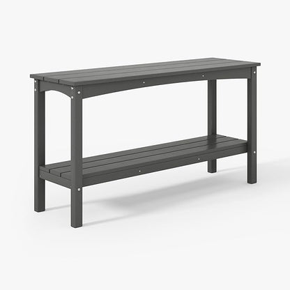 WestinTrends Malibu 55" Outdoor Patio HDPE Adirondack 2-Tier Shelf Console Table, Gray