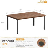 VICLLAX 63" Rectangle Outdoor Dining Table for 6, Patio Table with Umbrella Hole, All Weather Metal Patio Tables - Photo 6