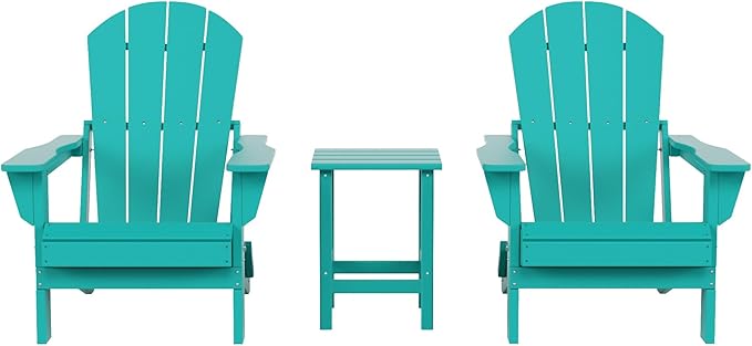 Costaelm 3 piece Patio Set, Outdoor Modern Adirondack Table and Chairs - Photo 1