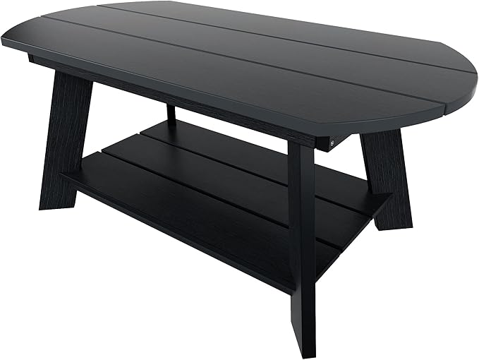 WestinTrends Tuscany Outdoor Coffee Table, All Weather HIPS 2 Tier Patio Adirondack Coffee Table, Black
