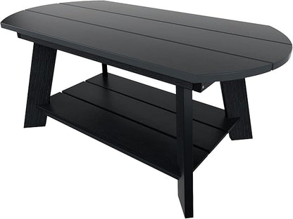 WestinTrends Tuscany Outdoor Coffee Table, All Weather HIPS 2 Tier Patio Adirondack Coffee Table, Black