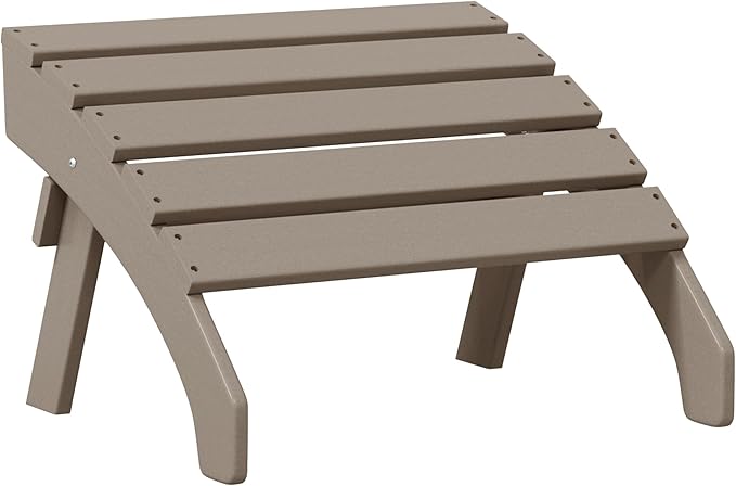 Costaelm Adirondack Chair Footrest, Patio Footstool, Ottoman Outdoor Foot Rest for Patio Waterproof, Adirondack Ottoman Patio Footstool, Weathered Wood