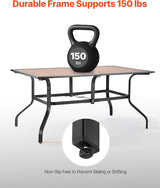 VEVOR Outdoor Patio Dining Table, 59 inch Long Rectangular Wood-Like Steel Slat Backyard Bistro Tables for 4-6 - Photo 6