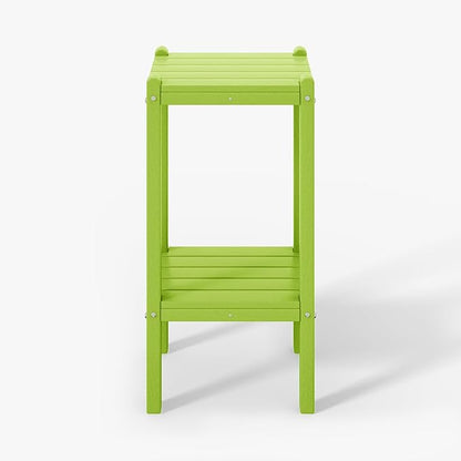 WestinTrends Malibu 36" Outdoor Adirondack HDPE 2-Tier Patio Side Table, Lime
