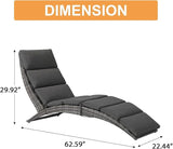JOIVI Patio Chaise Lounge, Outdoor Lounge Chair, PE Rattan Folding Chaise Lounger with Removable Dark Gray Cushion - Photo 2