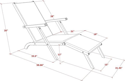 East West Furniture BSLCDNA Salinas Patio Chair Lounge - Outdoor Acacia Wood Sunlounger Chair for Poolside, Deck, Lawn, 59x21x35 Inch, Natural Oil