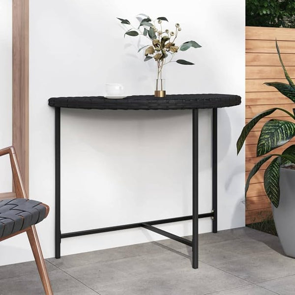 Black Poly Rattan Garden Table with Powder-Coated Steel Frame 39.4x19.7 Inches - Photo 1