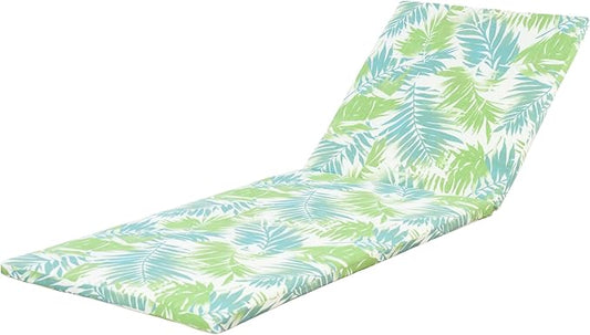 Merax Outdoor Chaise Lounge Foldable 2-Section Design, All Weather High-Density Foam Recliner Chairs Replacement Cushions for Poolside, Patio and Graden, Leaf Coconut