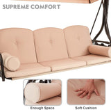 HOMREST 3 Seat Outdoor Porch Swing with Adjustable Canopy, Convertible Patio Swing Bed with Stand - Photo 7