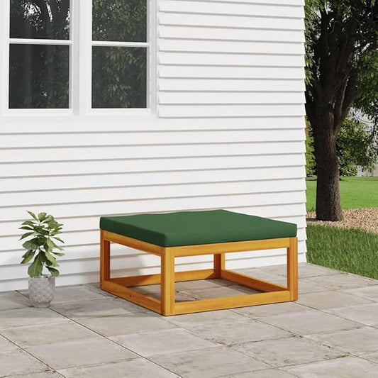 Green Outdoor Patio Footrest, Solid Acacia Wood, Modular Design, Comfortable Garden Seating, Balcony & Backyard