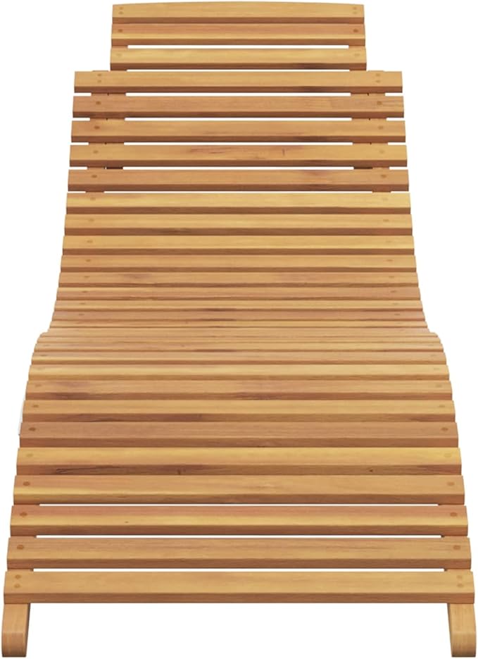 Solid Teak Wood Sun Lounger, Brown Outdoor Chaise Lounge Foldable for Patio Garden Poolside, 77.95 x 21.65 x 23.03 in Modern Teak Sunbed with 242 lb Capacity