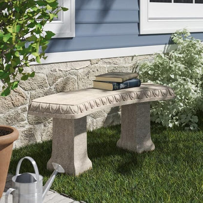 Emsco Group 2306-1AZ Garden Bench – Natural Sandstone Appearance – Made of Resin – Lightweight – 12” Height