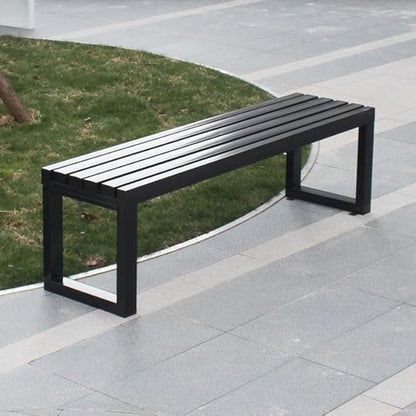Weatherproof Metal Dining Bench, Outdoor Bench Backless Patio Bench 2-Person Farmhouse Bench Garden Bench for Kitchen, Living Room, Entryway(Black,47in)