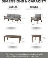 HDPE Patio Furniture Set 8 Seats, Outdoor Couch with Washable Thick Gray Cushions & Side Table - Photo 2